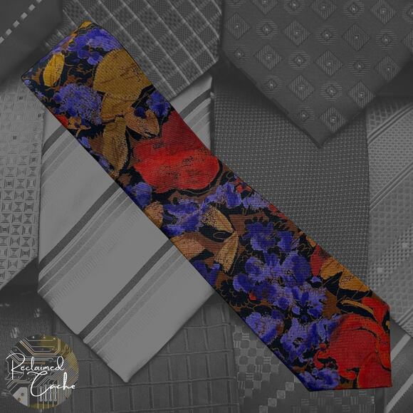 Multicolor Abstract Floral Skinny Tie - Picture 1 of 5